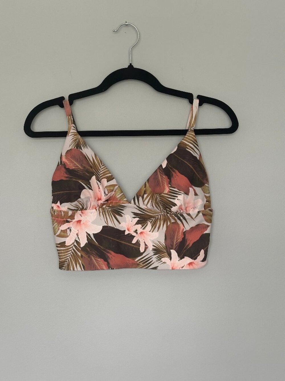 Old Navy Tropical Bikini Top Brown White Pink Green Size Small NWOT